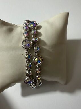 Touchstone Crystal Glam Bracelet Aurora Boreal Crystal - Silver Tone